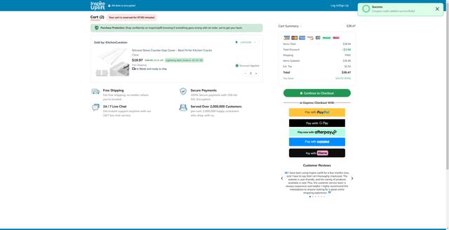 Inspire Uplift checkout page showing Inspire Uplift coupon code box | Screenshot taken by SimplyCodes community member on Feb 28, 2025
