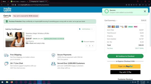 Inspire Uplift checkout page showing Inspire Uplift coupon code box | Screenshot taken by SimplyCodes community member on Feb 6, 2025