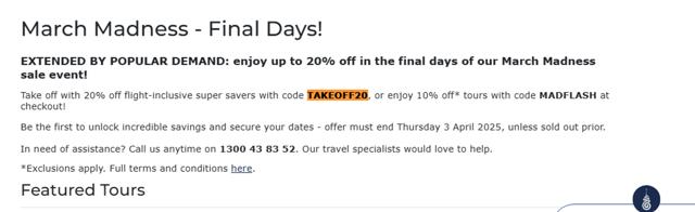 Inspiring Vacations AU checkout page showing Inspiring Vacations AU promo code box | Screenshot taken by SimplyCodes community member on Sep 23, 2025