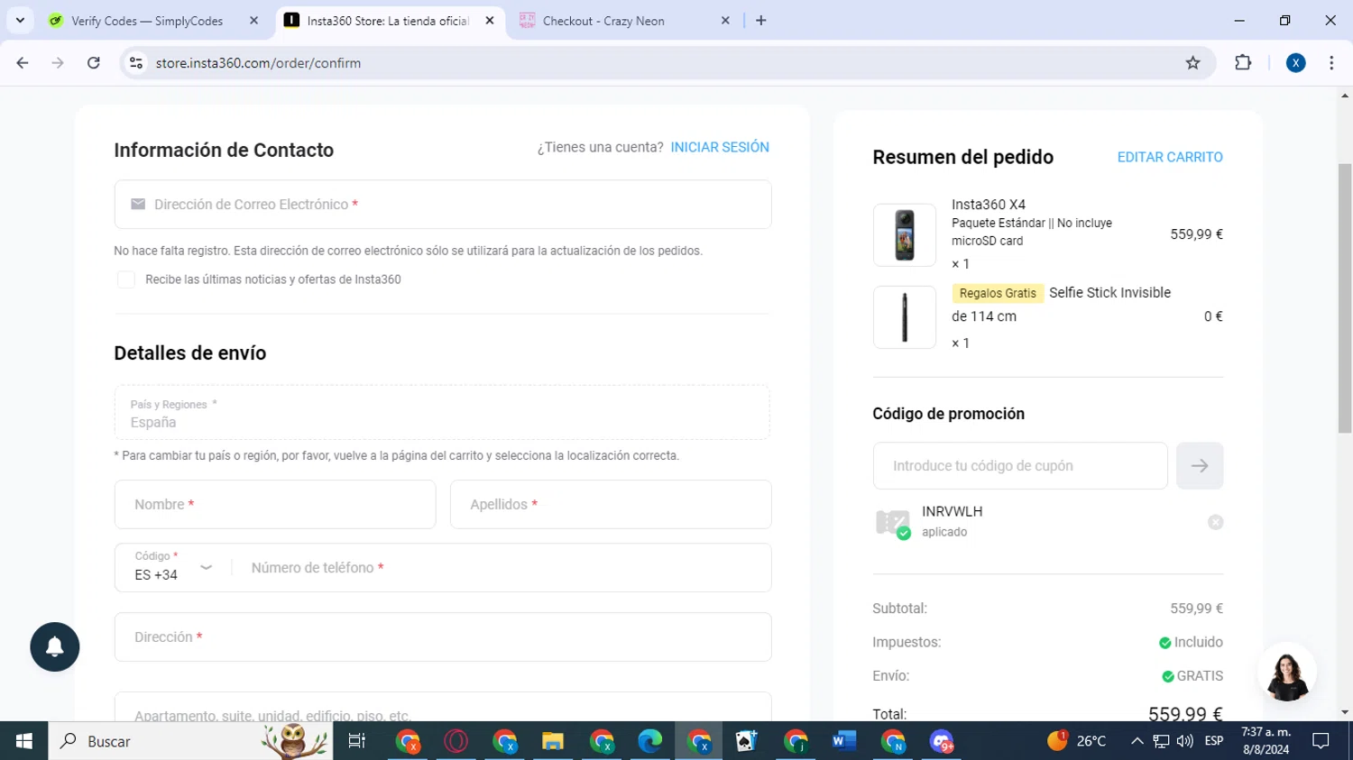 where to use Insta360 promo code box