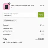 AMARIE15 coupon verification screenshot