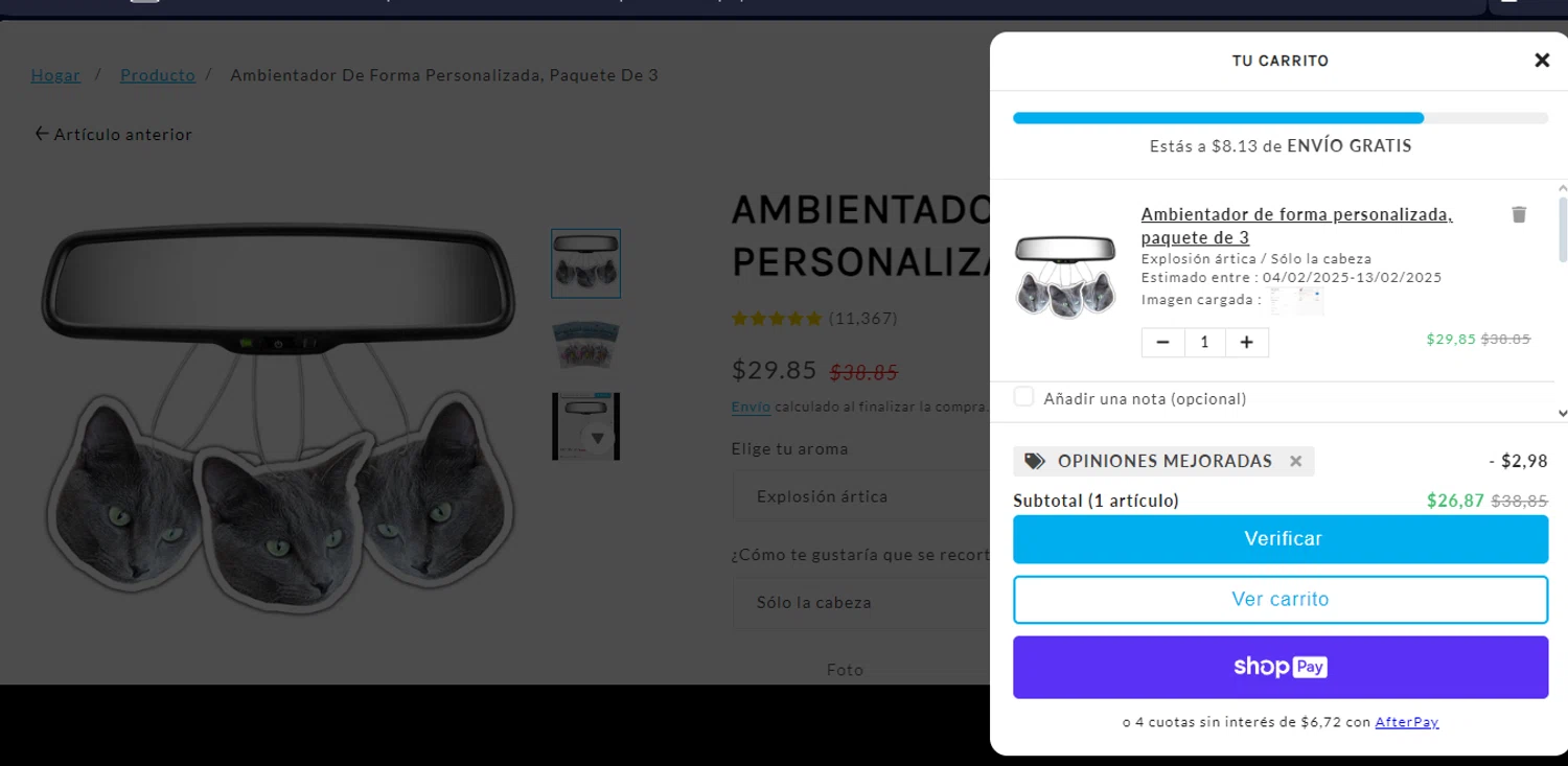 Instafreshener discount code screenshot showing code UPGRADEDREVIEWS applied at Instafreshener checkout page. Uploaded by SimplyCodes community member juanisaac on Jan 18, 2025