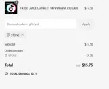 STONE coupon verification screenshot