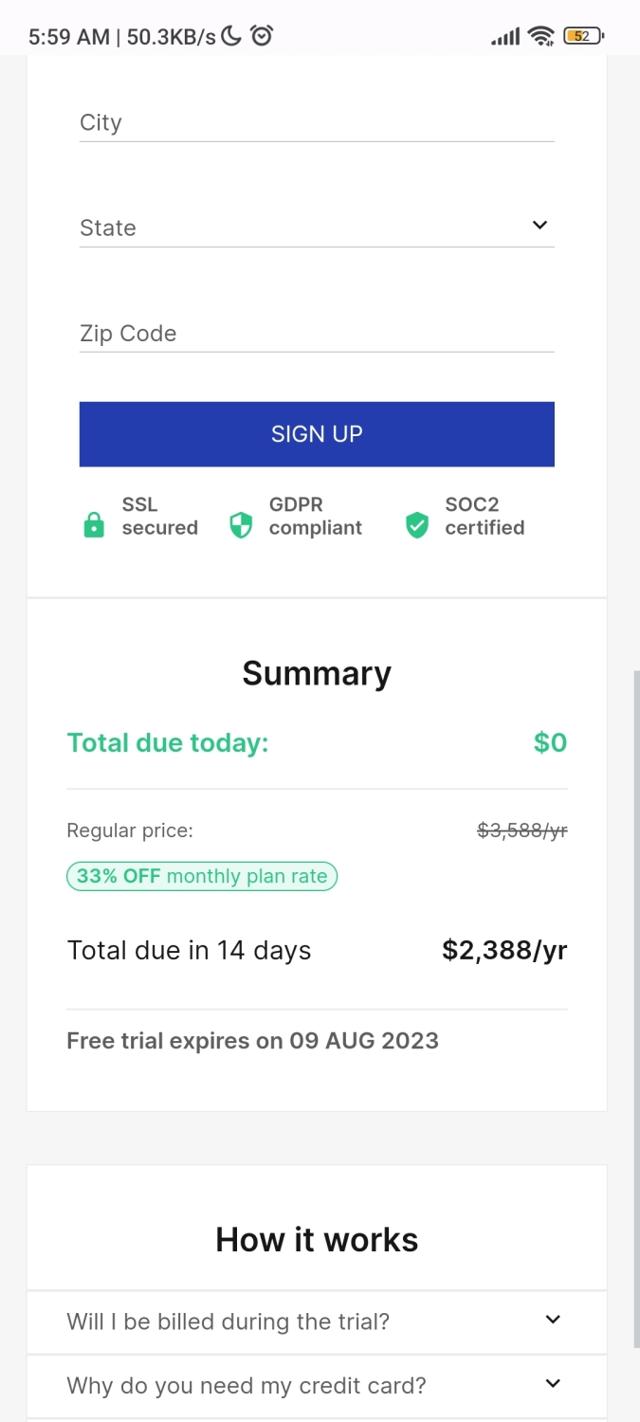 Instapage checkout page showing Instapage promo code box | Screenshot taken by SimplyCodes community member on Jul 26, 2023