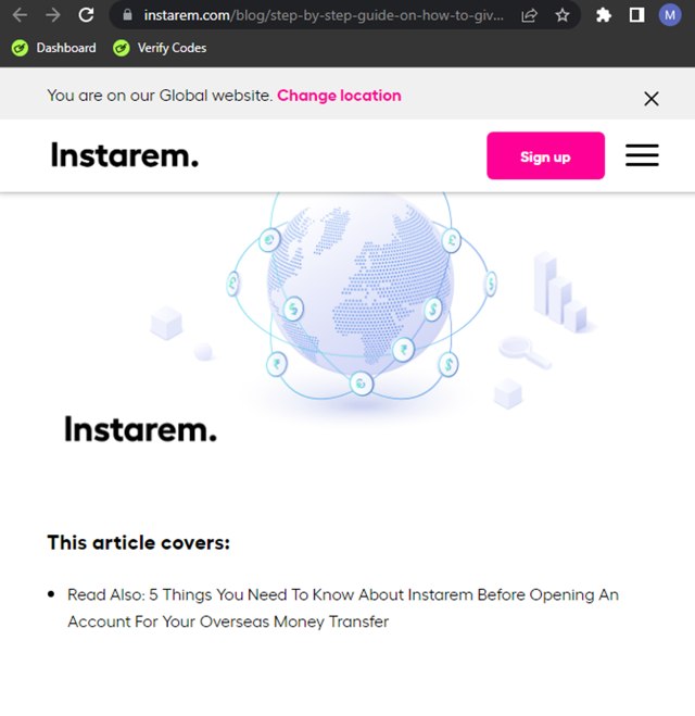Instarem checkout page showing Instarem coupon code box | Screenshot taken by SimplyCodes community member on Nov 10, 2024