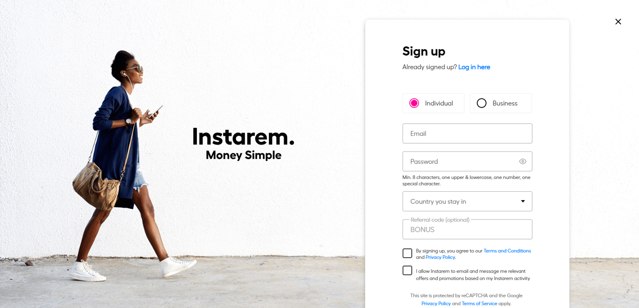 Instarem checkout page showing Instarem coupon code box | Screenshot taken by SimplyCodes community member on Nov 11, 2024