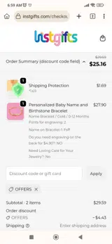 OFFERS coupon verification screenshot