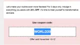 WORLD20 coupon verification screenshot