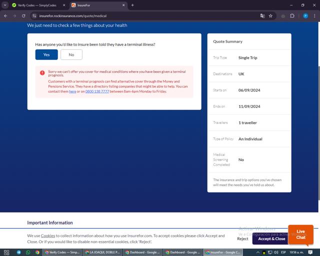 insurefor.com checkout page showing insurefor.com promo code box | Screenshot taken by SimplyCodes community member on Sep 5, 2024