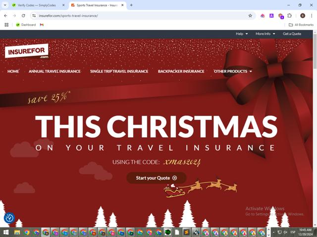 insurefor.com checkout page showing insurefor.com promo code box | Screenshot taken by SimplyCodes community member on Dec 20, 2024
