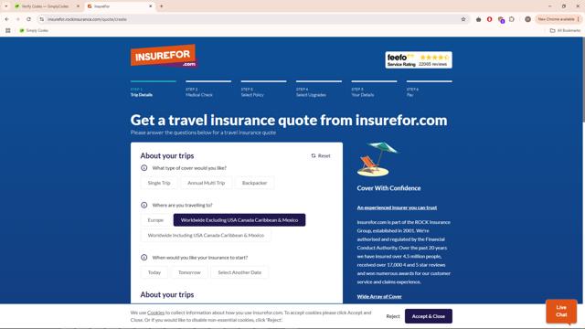 insurefor.com checkout page showing insurefor.com promo code box | Screenshot taken by SimplyCodes community member on Jan 7, 2025