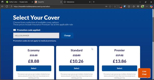 insurefor.com checkout page showing insurefor.com promo code box | Screenshot taken by SimplyCodes community member on Aug 19, 2025
