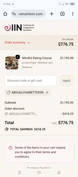 ABIGAILCHARETTEXIIN coupon verification screenshot