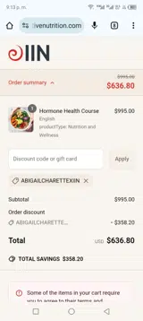 ABIGAILCHARETTEXIIN coupon verification screenshot