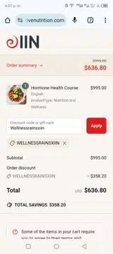 Wellnessrainsxiin coupon verification screenshot