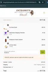 ROSEOIL coupon verification screenshot
