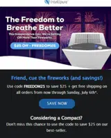 FREEDOM25 coupon verification screenshot