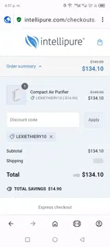 LEXIETHIERY10 coupon verification screenshot