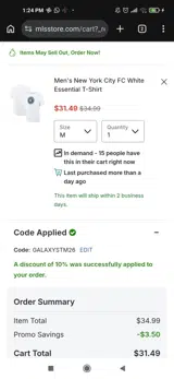 Inter Miami CF coupon verification screenshot