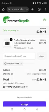 SPENDSAVE5 coupon verification screenshot