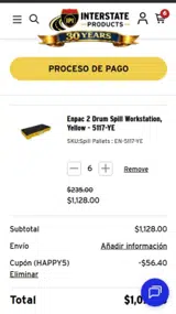 Interstate Products coupon verification screenshot