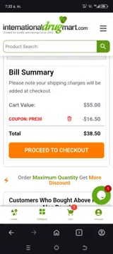 PRE30 coupon verification screenshot