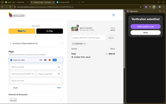 International Open Academy checkout page showing International Open Academy promo code box | Screenshot taken by SimplyCodes community member on Sep 5, 2025