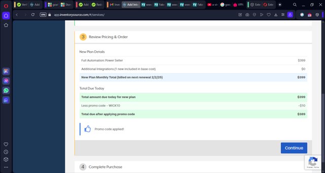 Inventory Source checkout page showing Inventory Source promo code box | Screenshot taken by SimplyCodes community member on Jan 2, 2025