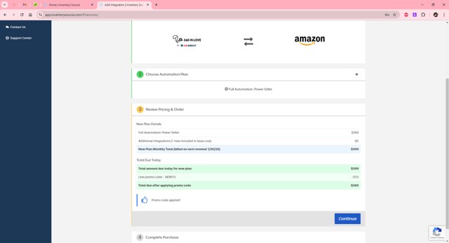 Inventory Source checkout page showing Inventory Source promo code box | Screenshot taken by SimplyCodes community member on Dec 30, 2024