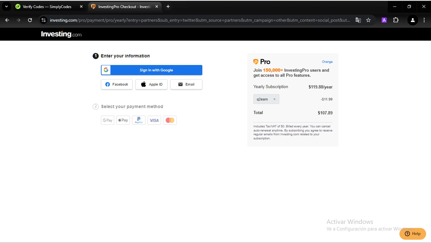 how to use investing.com coupons