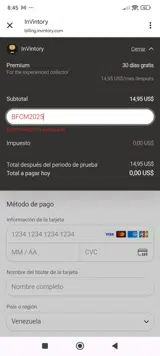 InVintory coupon verification screenshot