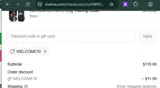 WELCOME10 coupon verification screenshot