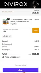 SBV coupon verification screenshot