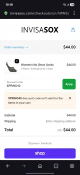 SPRING40 coupon verification screenshot