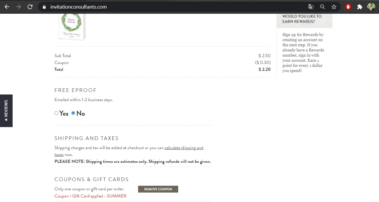 Invitation Consultants checkout page showing Invitation Consultants promo code box | Screenshot taken by SimplyCodes community member on Dec 30, 2020