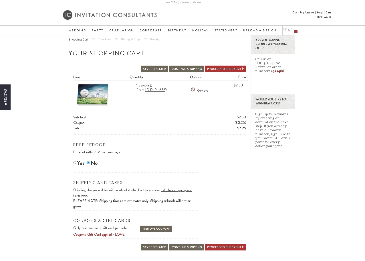 Invitation Consultants checkout page showing Invitation Consultants promo code box | Screenshot taken by SimplyCodes community member on Jan 6, 2021