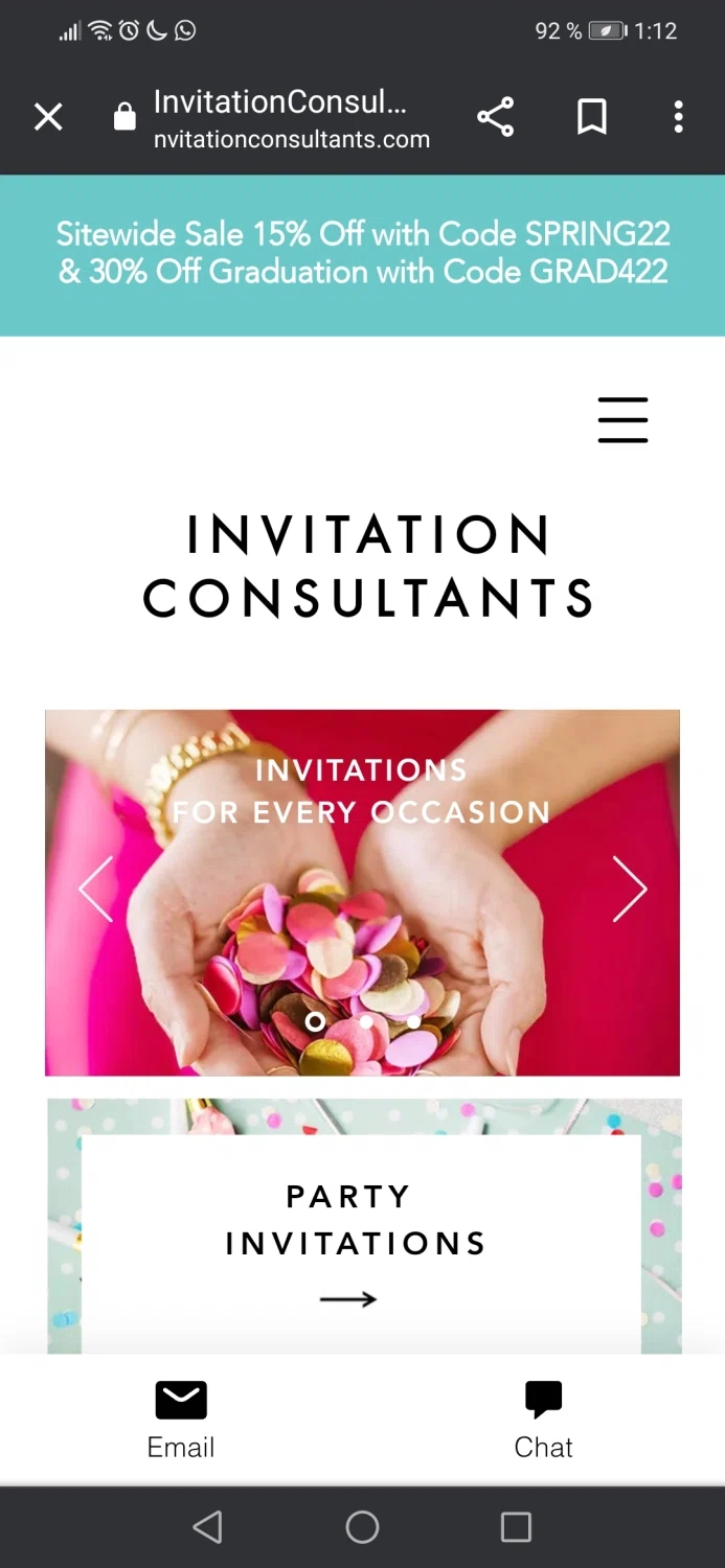 Invitation Consultants checkout page showing Invitation Consultants promo code box | Screenshot taken by SimplyCodes community member on Apr 28, 2022