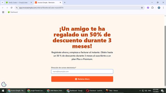 Invoice Simple checkout page showing Invoice Simple discount code box | Screenshot taken by SimplyCodes community member on Jul 5, 2025