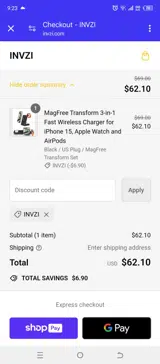 INVZI coupon verification screenshot