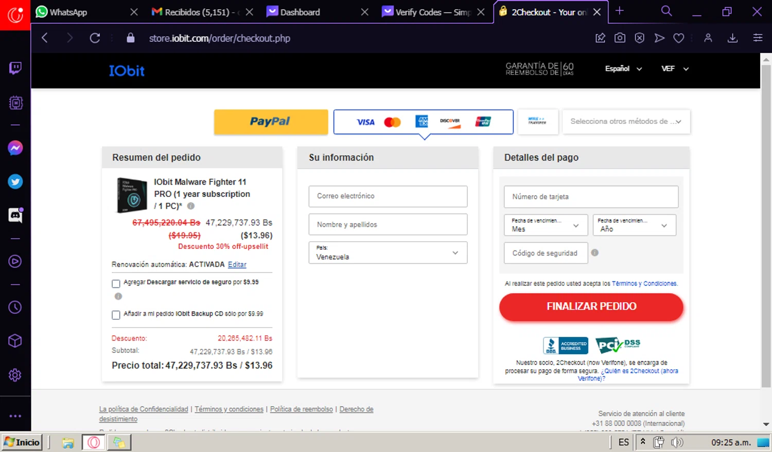 IObit checkout page showing IObit coupon code box | Screenshot taken by SimplyCodes community member on Dec 17, 2023