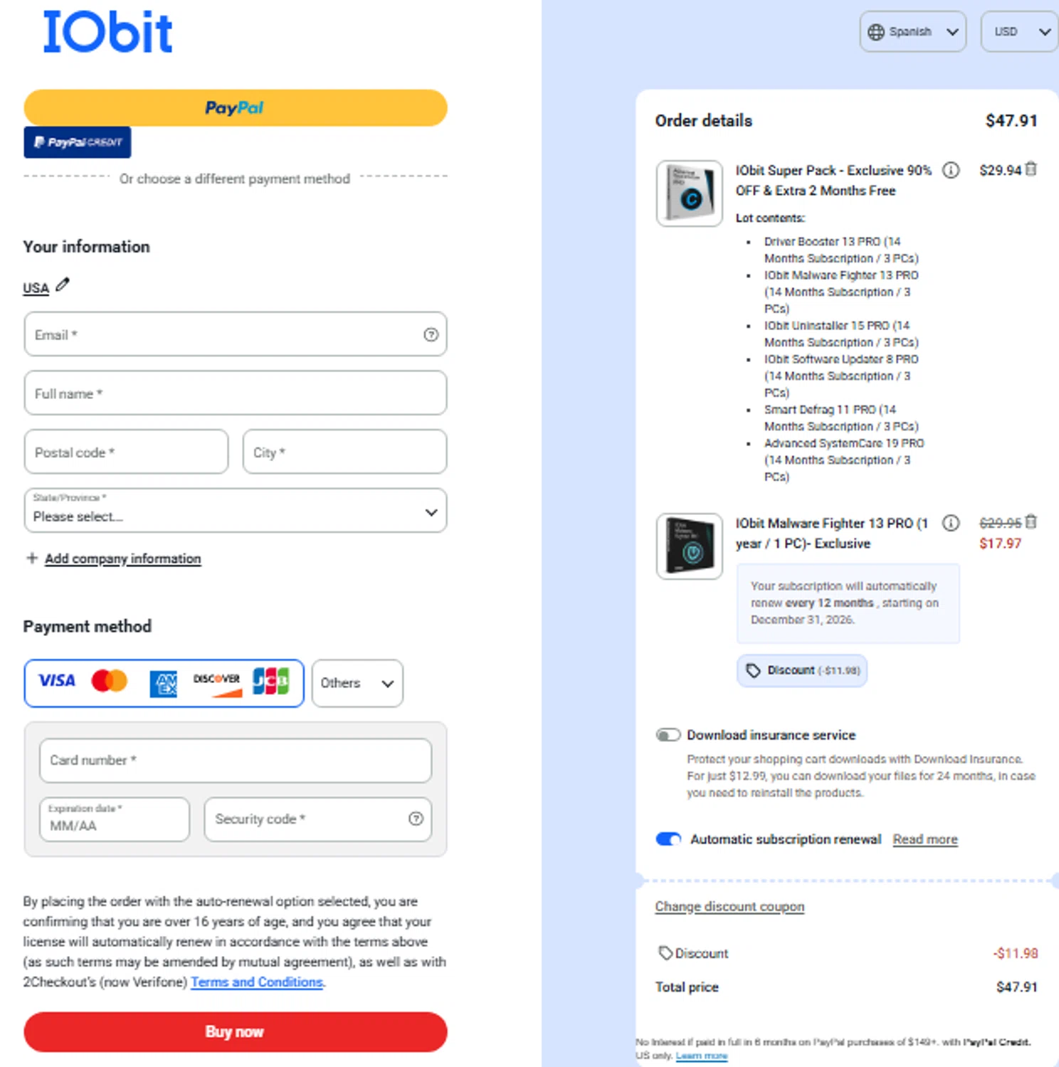 IObit coupon code screenshot showing code BFS251119 applied at IObit checkout page. Uploaded by SimplyCodes community member SwiftShopper8601 on Dec 31, 2025