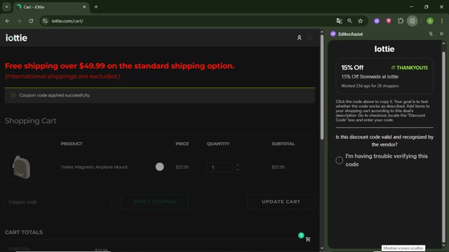 Iottie checkout page showing Iottie promo code box | Screenshot taken by SimplyCodes community member on Jul 24, 2025