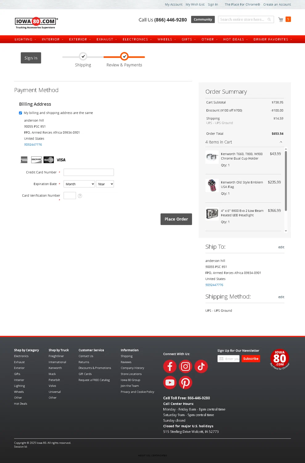 Iowa80.com discount code screenshot showing code MEMORIAL100 applied at Iowa80.com checkout page. Uploaded by SimplyCodes community member Elcompa on May 26, 2025