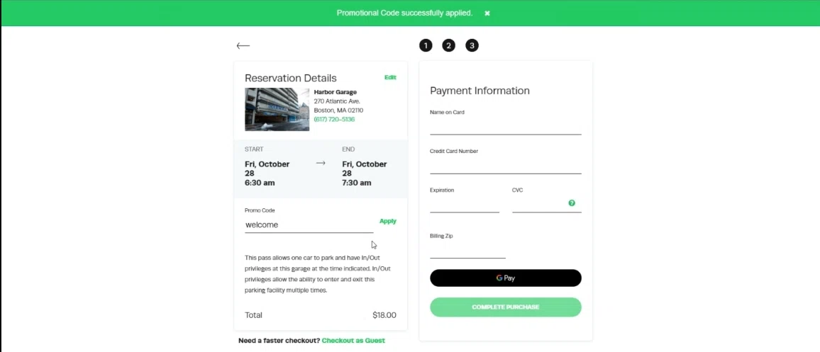 iParkit checkout page showing iParkit promo code box | Screenshot taken by SimplyCodes community member on Dec 26, 2022
