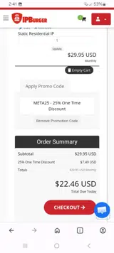 META25 coupon verification screenshot