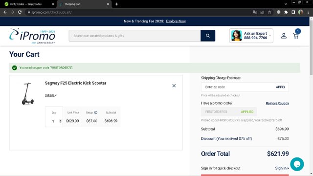 iPromo checkout page showing iPromo promo code box | Screenshot taken by SimplyCodes community member on Jan 17, 2025