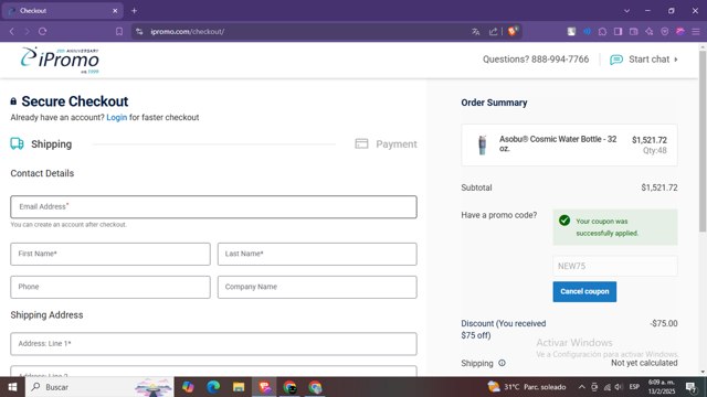 iPromo checkout page showing iPromo promo code box | Screenshot taken by SimplyCodes community member on Feb 13, 2025