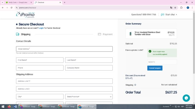 iPromo checkout page showing iPromo promo code box | Screenshot taken by SimplyCodes community member on Jan 15, 2025