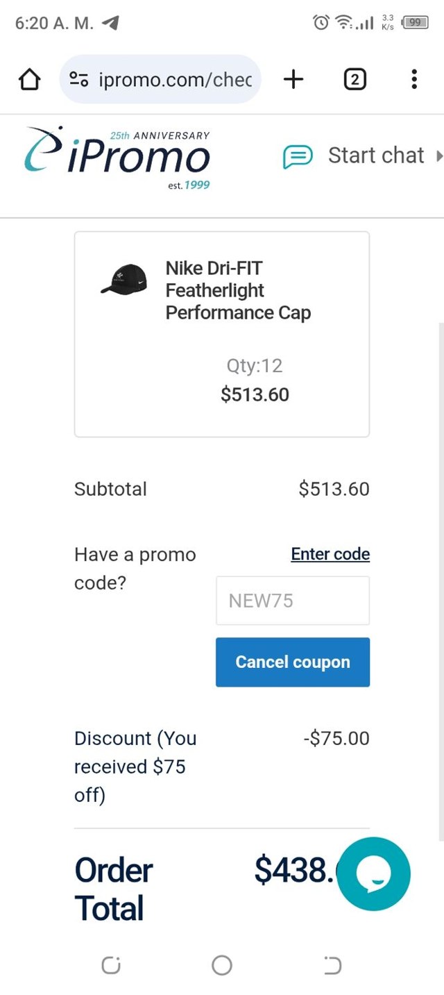 iPromo checkout page showing iPromo promo code box | Screenshot taken by SimplyCodes community member on Apr 12, 2025