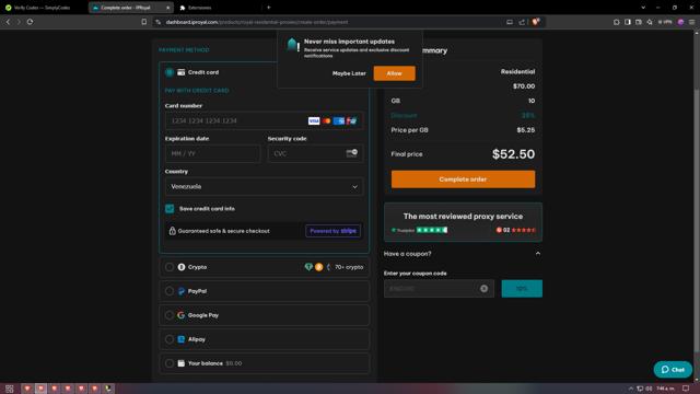 IPRoyal checkout page showing IPRoyal promo code box | Screenshot taken by SimplyCodes community member on Dec 3, 2024